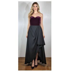 Lanvin Strapless Gown-Velvet Bodice & Draped Skirt Wine/Black Size 40 / US 8
